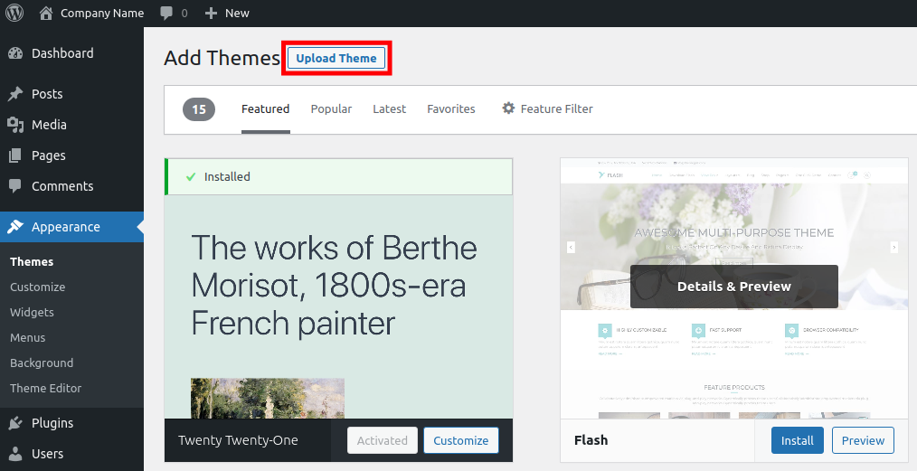 Upload and Install a WordPress Theme