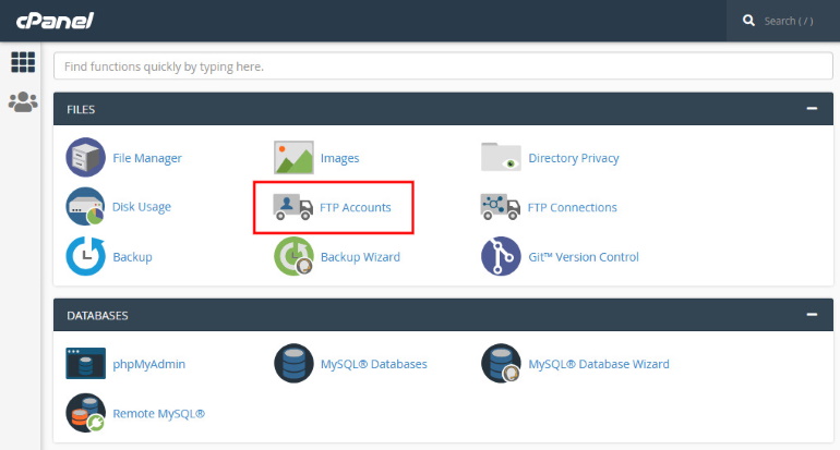 cPanel FTP Accounts