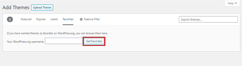 Search Favourite Theme Button