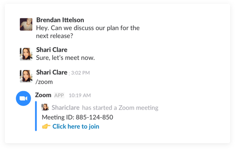 Example of Zoom integration for Slack