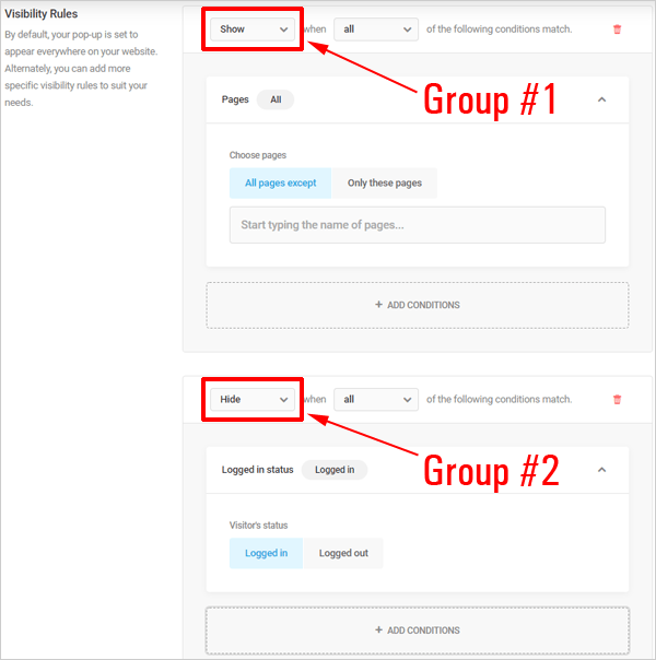 Hustle - Condition groups.