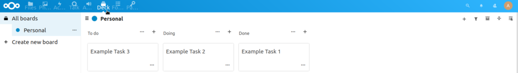 Nextcloud Deck Personal board