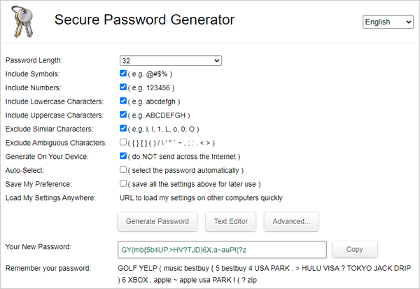 A 32-character password.