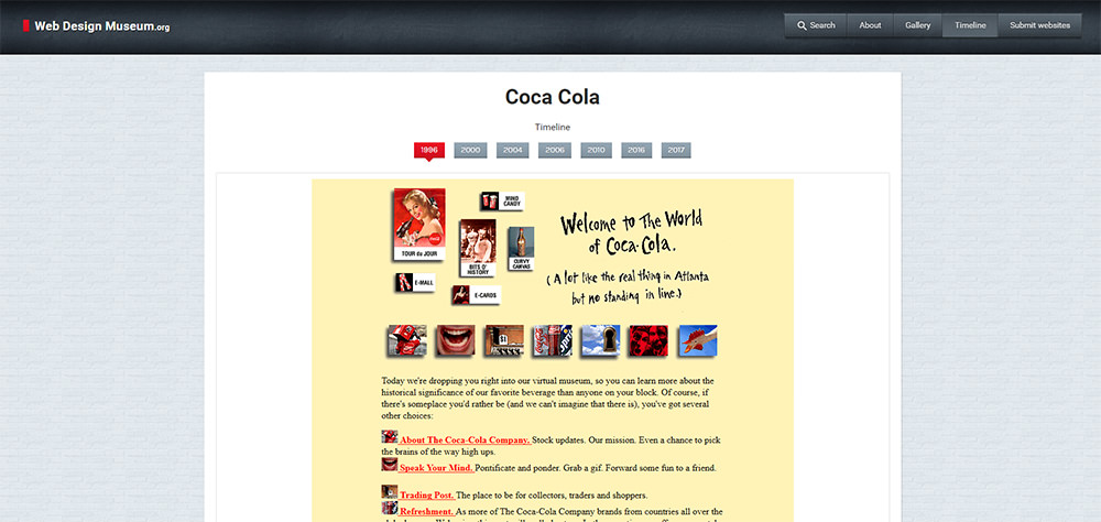 old cocacola layout webdesign museum