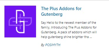 Plugin install image for Plus Addons for Gutenberg