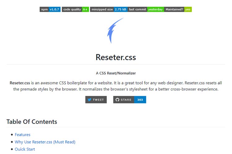 Example from Reseter.css