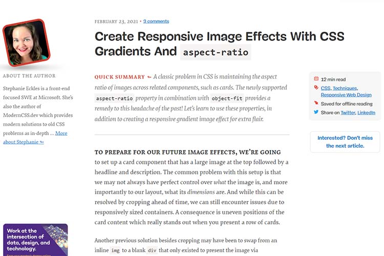 Example from Create Responsive Image Effects With CSS Gradients And aspect-ratio