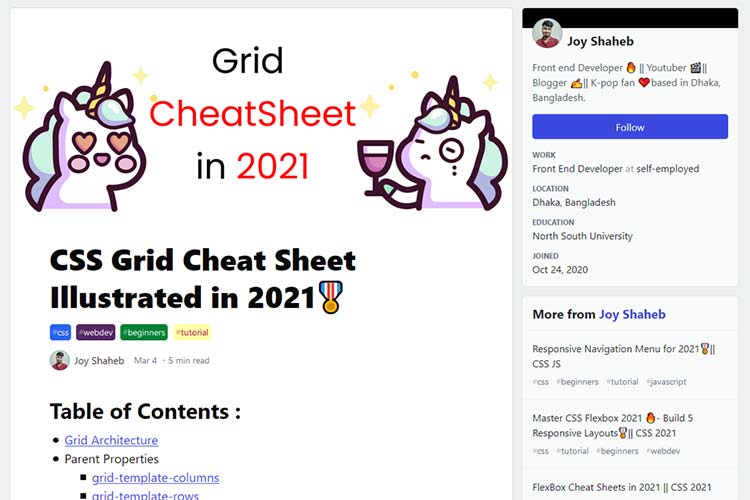 Example from CSS Grid Cheat Sheet Illustrated in 2021