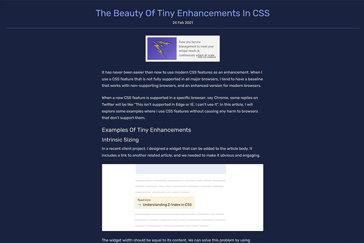 Example from The Beauty Of Tiny Enhancements In CSS