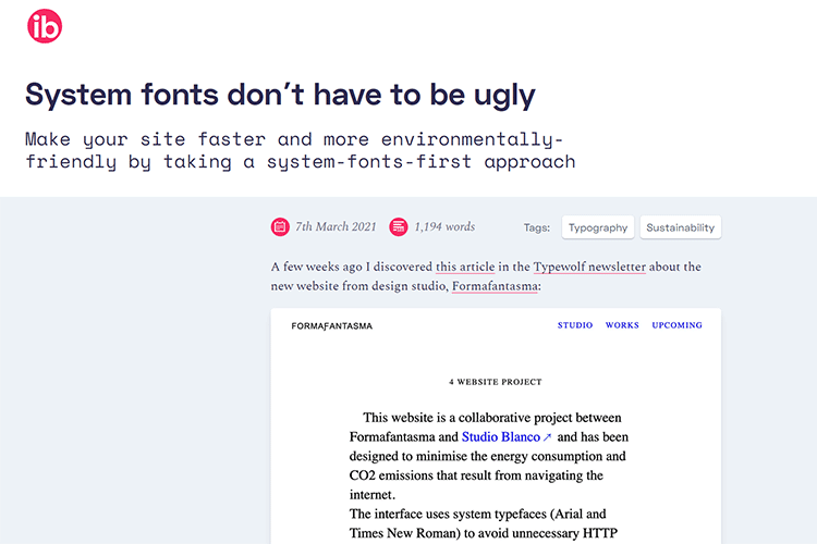 Example from System fonts don’t have to be ugly