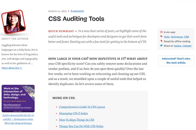 Example from CSS Auditing Tools