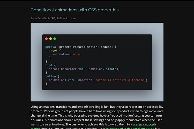 Example from Conditional animations with CSS properties