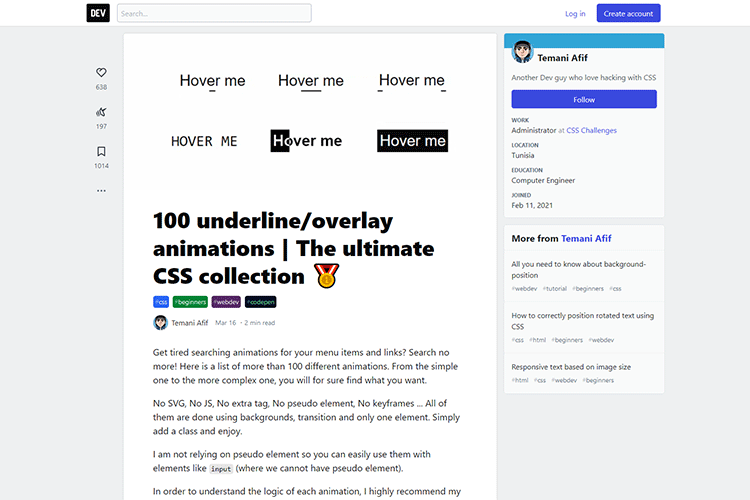 Example from 100 underline/overlay animations | The ultimate CSS collection