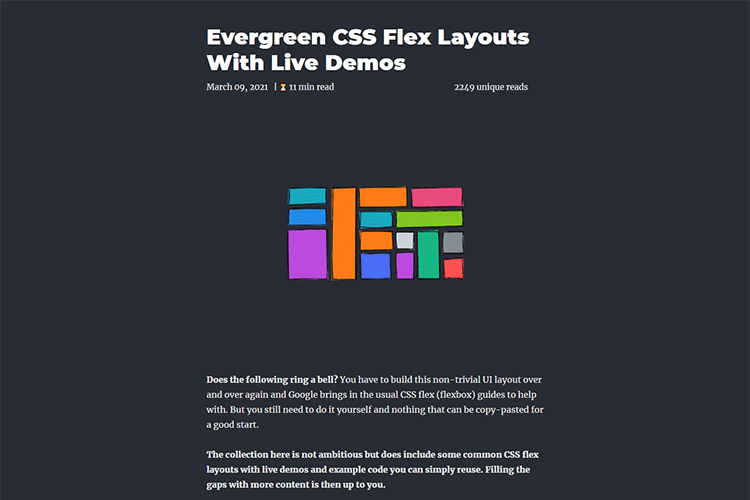 Example from Evergreen CSS Flex Layouts With Live Demos