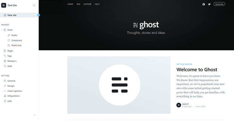Ghost Dashboard 