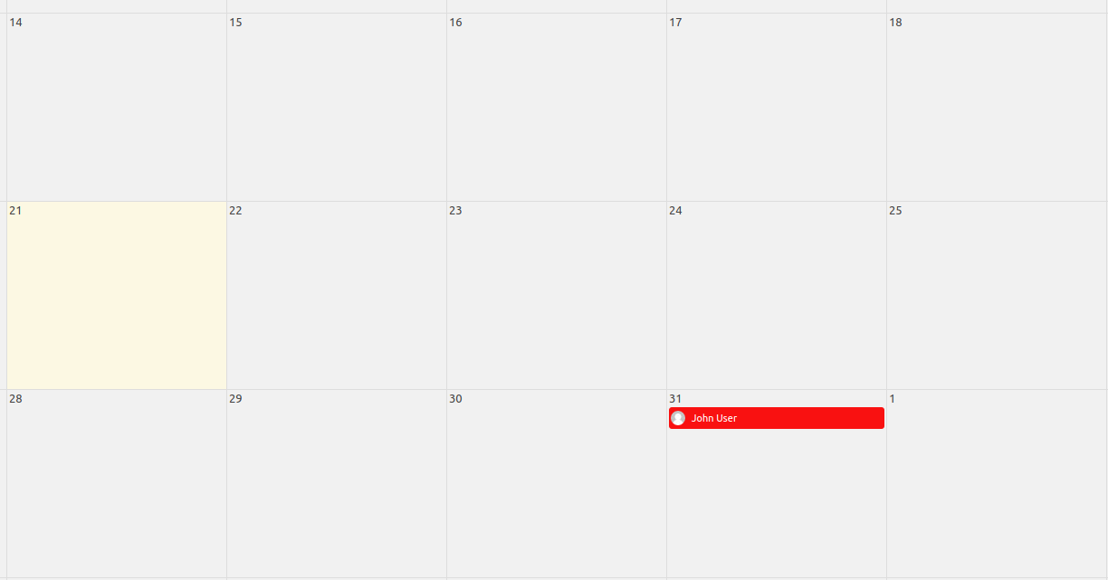 View of Leave Calendar