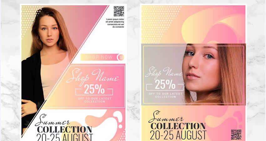 Fashion Collection Vector Flyer Template Illustrator EPS AI SVG