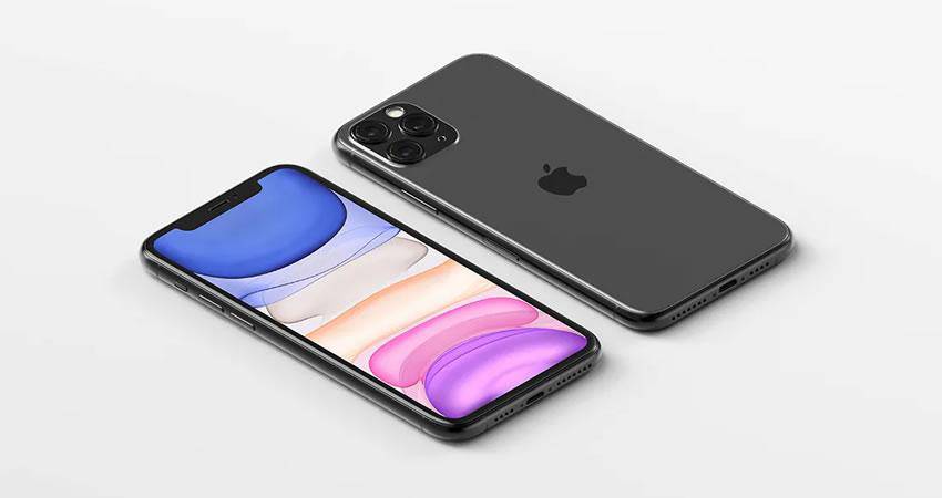 Isometric iPhone 11 Pro Max - free iphone mockup template psd photoshop