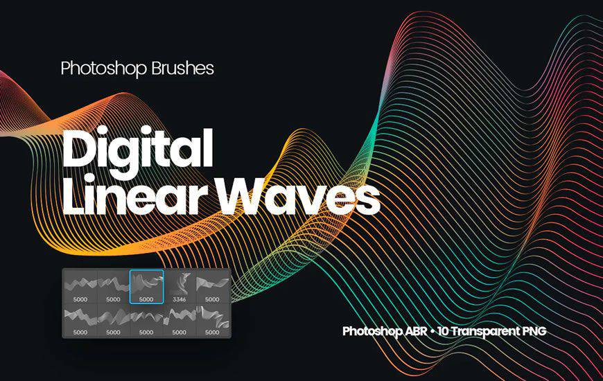 Digital Linear Waves ribbon swirl photoshop brush free