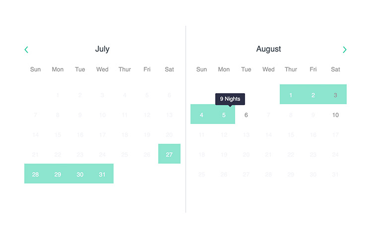 Two calendars interface to select date.