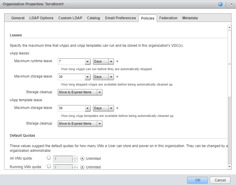 Terraform vCloud Organization