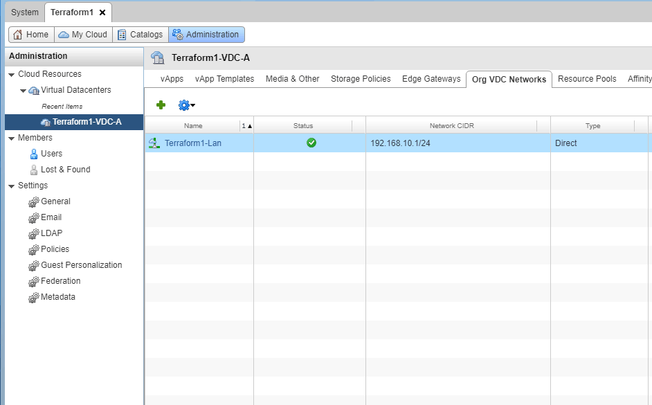 Terraform vCloud Organization External Network