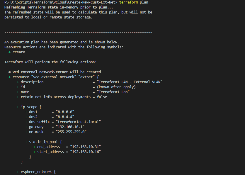 Terraform Plan for vCloud Director