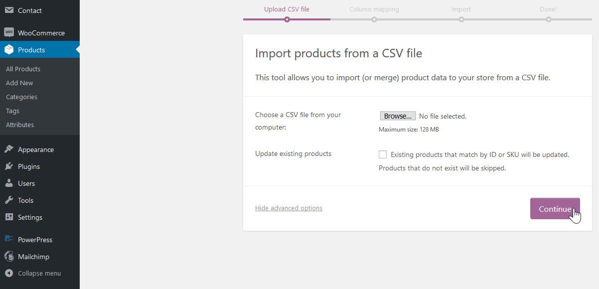 Importing Product CSV FIles
