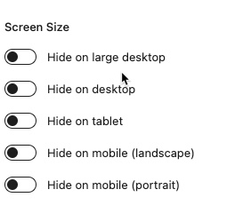 Change in controls with advanced screen size enabled