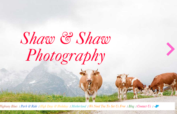 Shaw Photography website layout big photos background