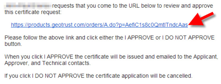 Certificate approval to finalize SSL purchase.
