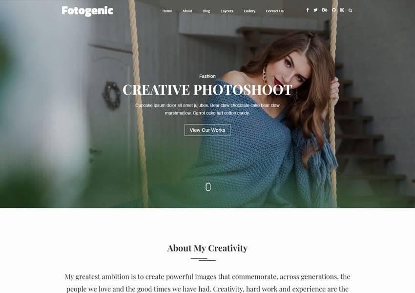 Fotogenic Creative Photography free wordpress theme wp responsive photographer portfolio camera