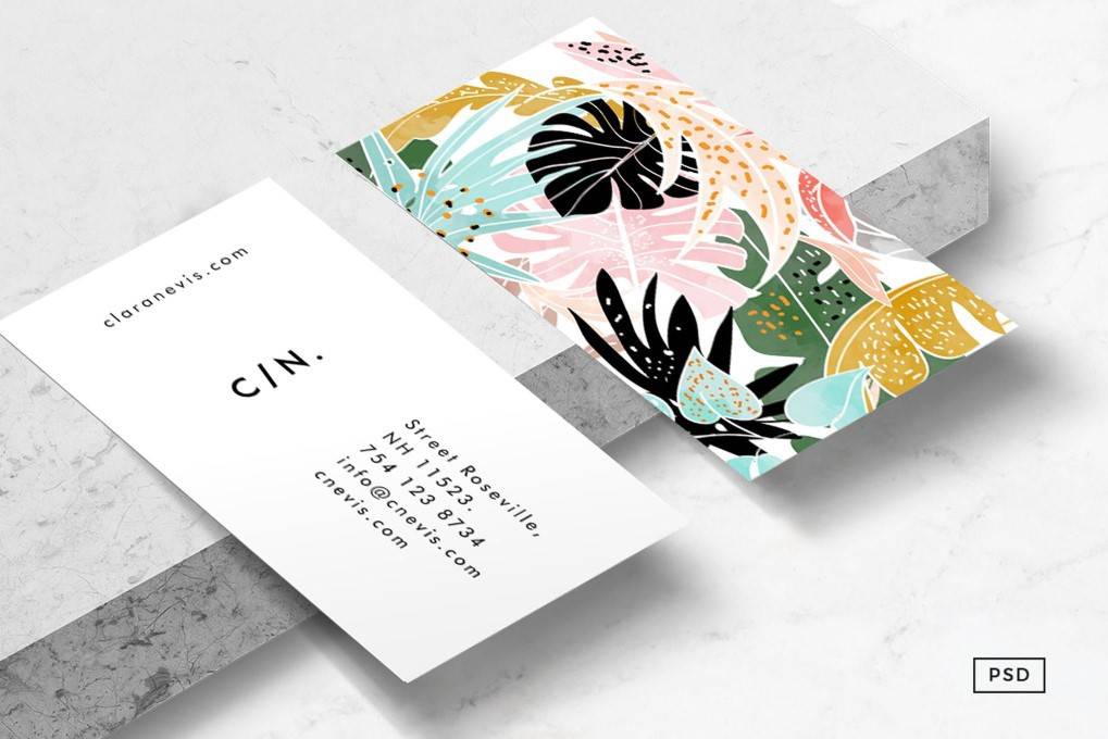tropical business card template format Adobe Photoshop