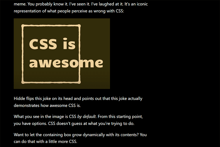 Example from CSS Is, In Fact, Awesome