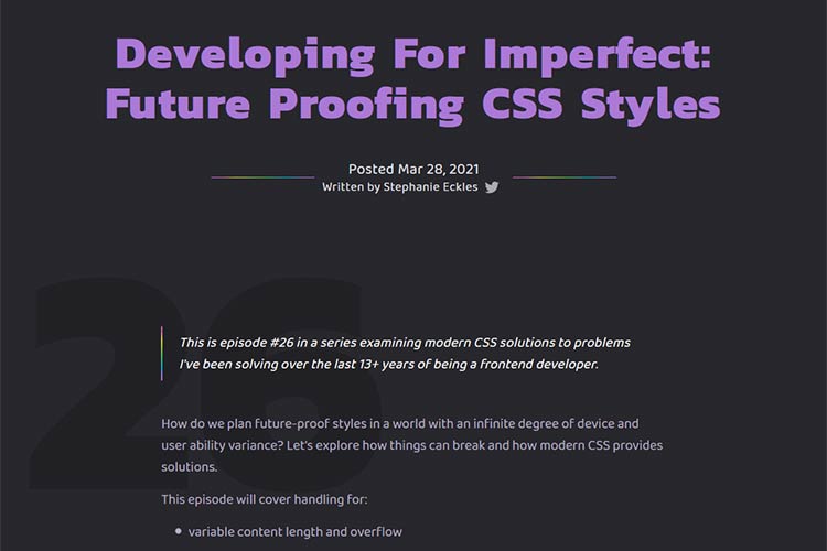 Example from Developing For Imperfect: Future Proofing CSS Styles