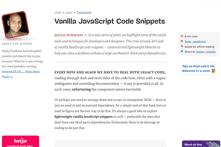 Example from Vanilla JavaScript Code Snippets