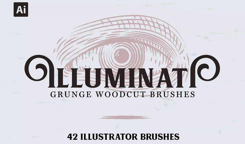 Illuminati Grunge Woodcut vintage antique adobe photoshop ps brush brushes abr pack set