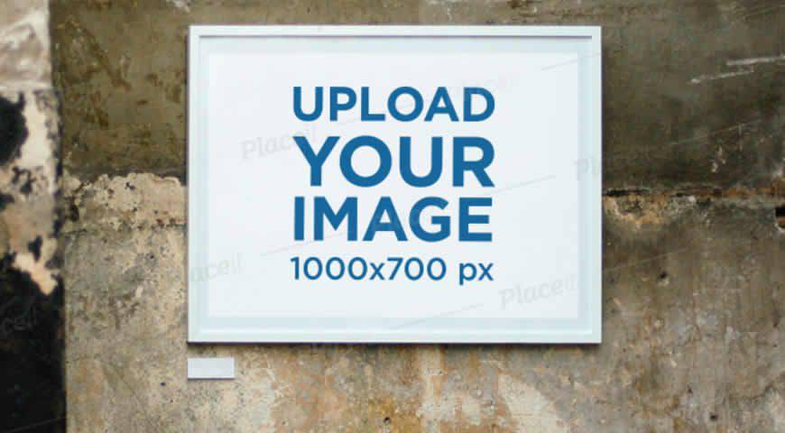 Horizontal Poster Frame on an Old Wall Photoshop PSD Mockup Template