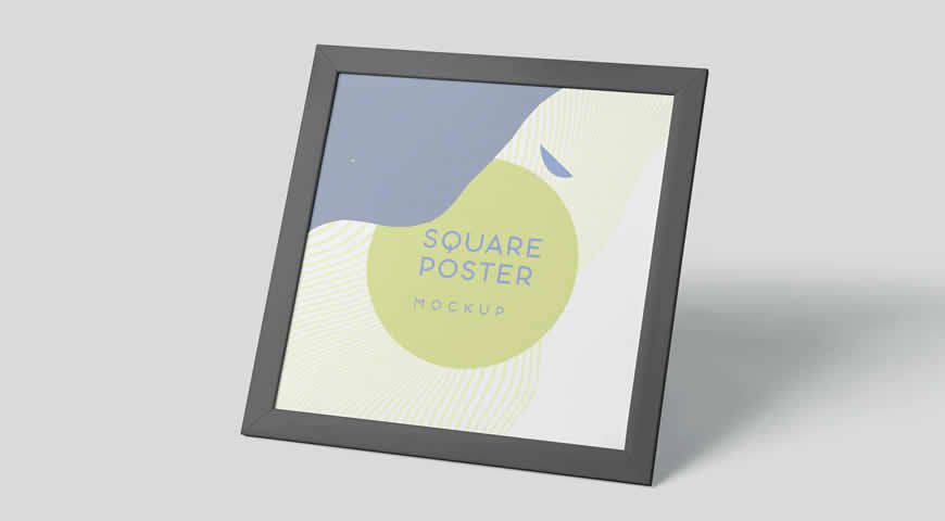 Square Poster Frame Photoshop PSD Mockup Template