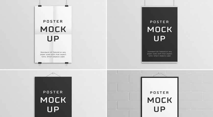 Framed Poster on Wall Photoshop PSD Mockup Template