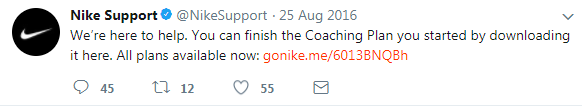 nike twitter support example