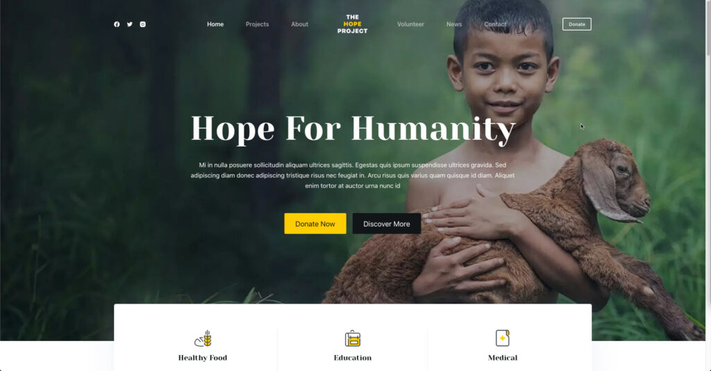 hero image - front page charity theme