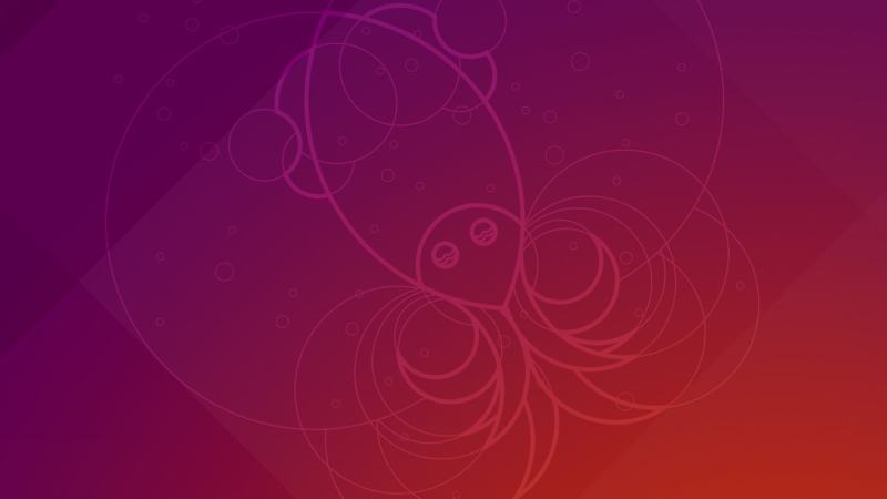 The default wallpaper of Ubuntu 18.10 Cosmic Cuttlefish