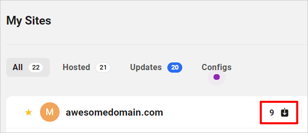The Hub - My Sites update notifications.