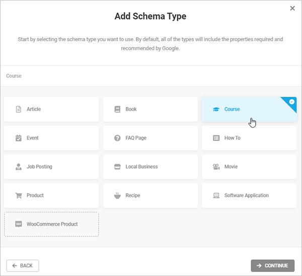 SmartCrawl - Add schema type course