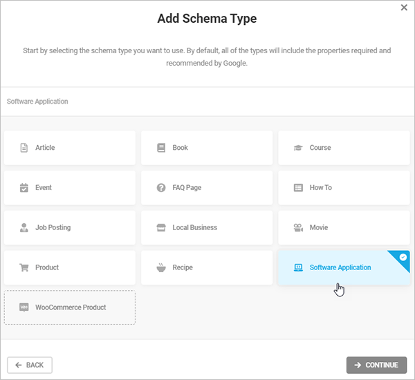 SmartCrawl - Add schema type software application