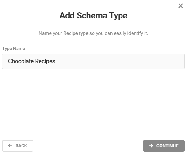 Add Schema Type - Type Name field.