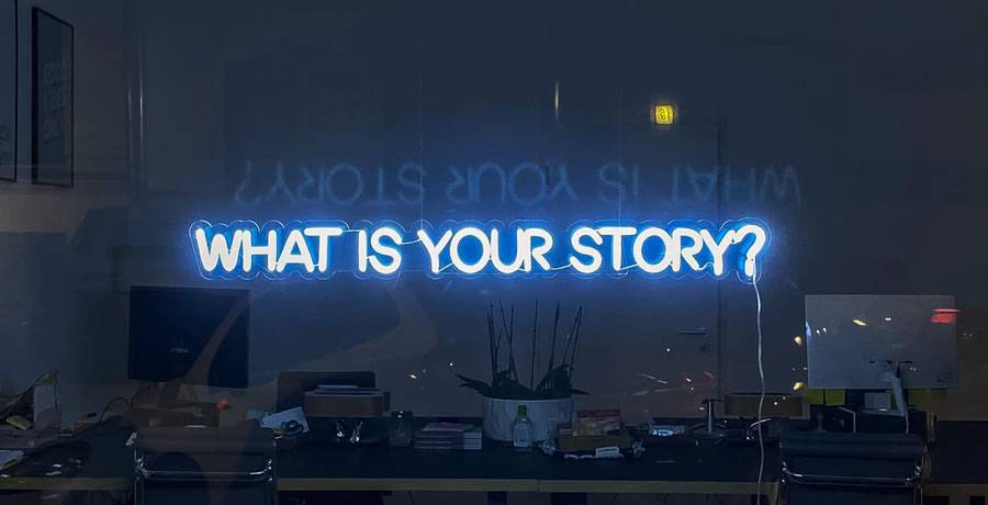 what is your story neon sign