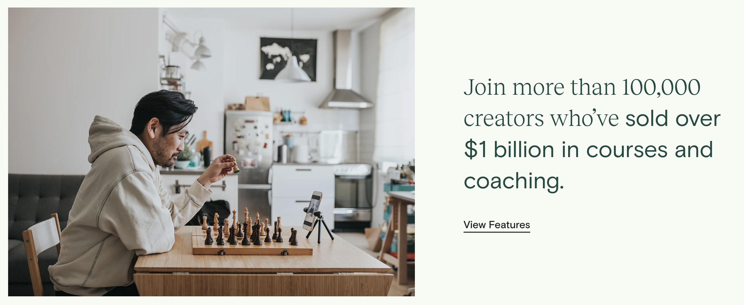 A screenshot of Teachable's user base on their website, stating more than 100,000 creators who've sold courses and coaching.