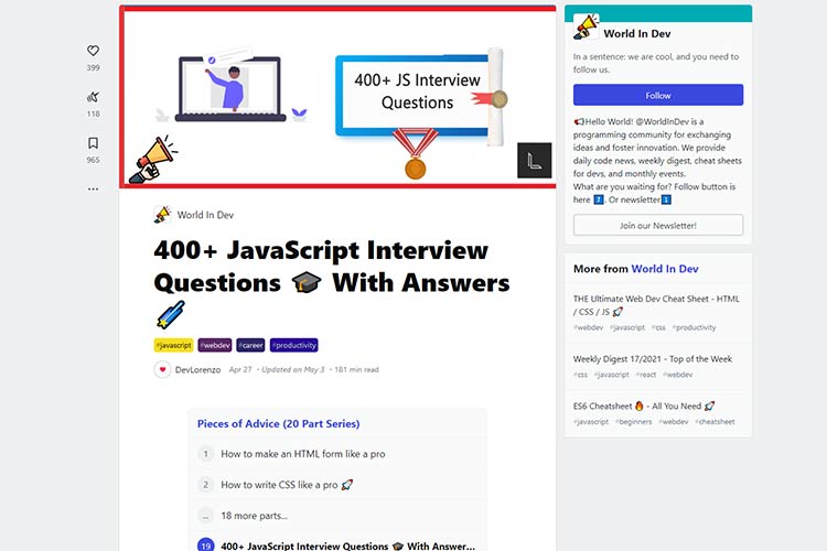 Example from 400+ JavaScript Interview Questions With Answers
